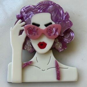 Whimsical Purple and Pink Fashion lady Brooch